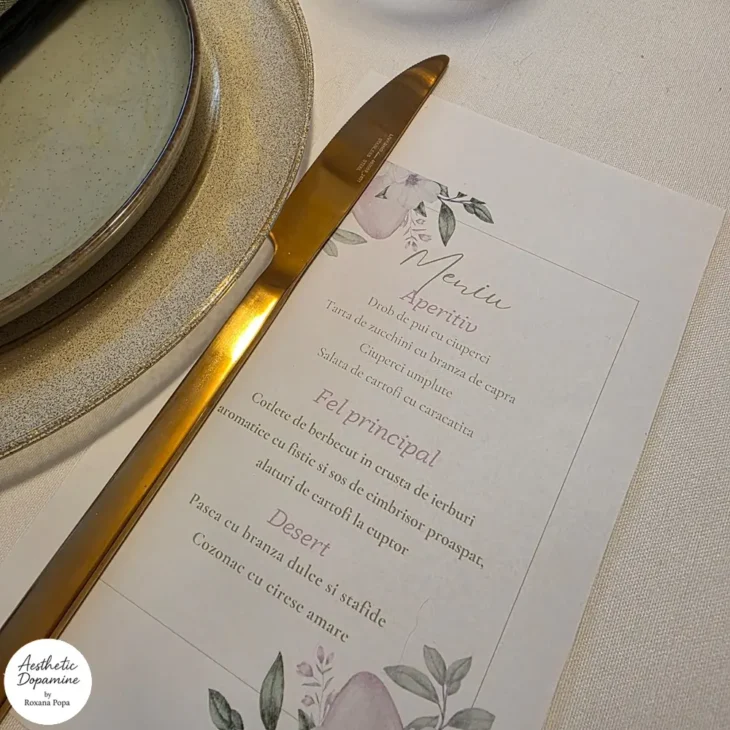 meniu inprimat pentru masa de Paste