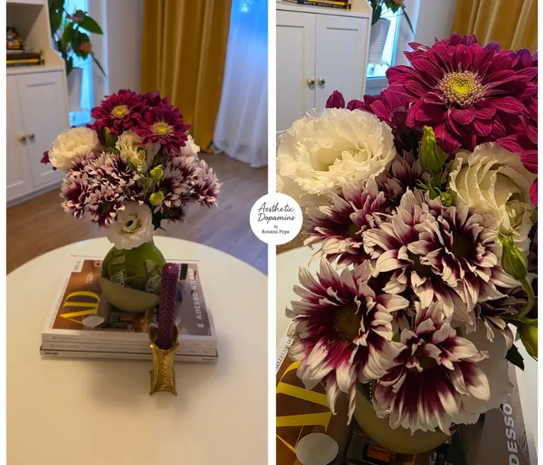 buchet de crizanteme si eustoma